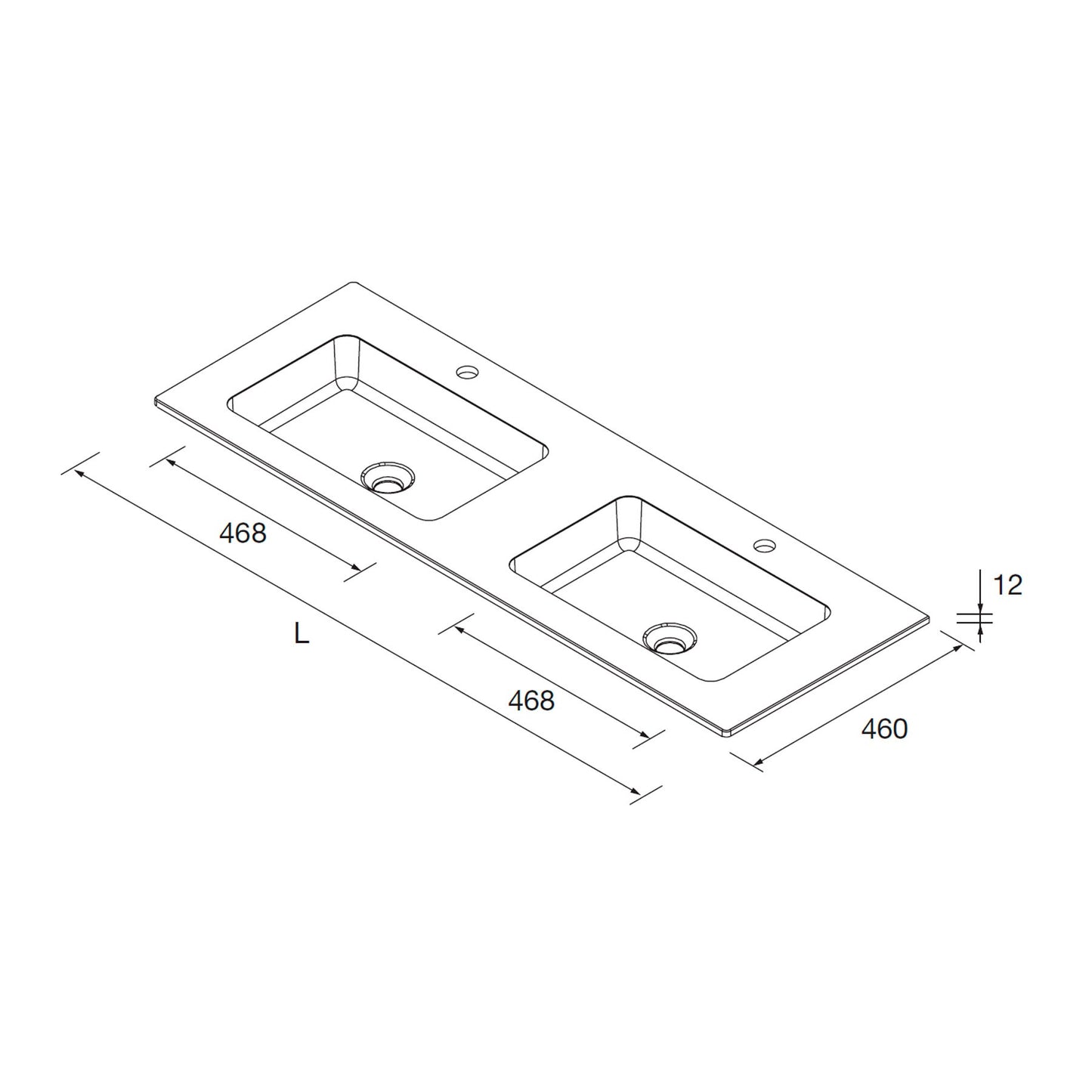 Lavabo intégré en surface solide NAILA DOUBLE Blanc mat