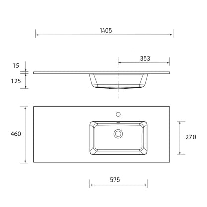 Countertop with integrated washbasin Sofia OFFSET Mineral marmo *LQ*