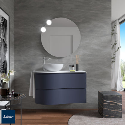 Vanity MAM 36 inches (900) 2 drawers (wall hung) OFFSET RIGHT Lacquer Color Finish