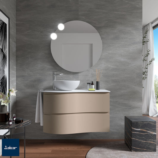 Vanity MAM 36 inches (900) 2 drawers (wall hung) OFFSET RIGHT Lacquer Color Finish