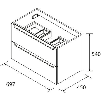 Vanity Monterrey 28 Inches (700) 2 drawers Gloss white