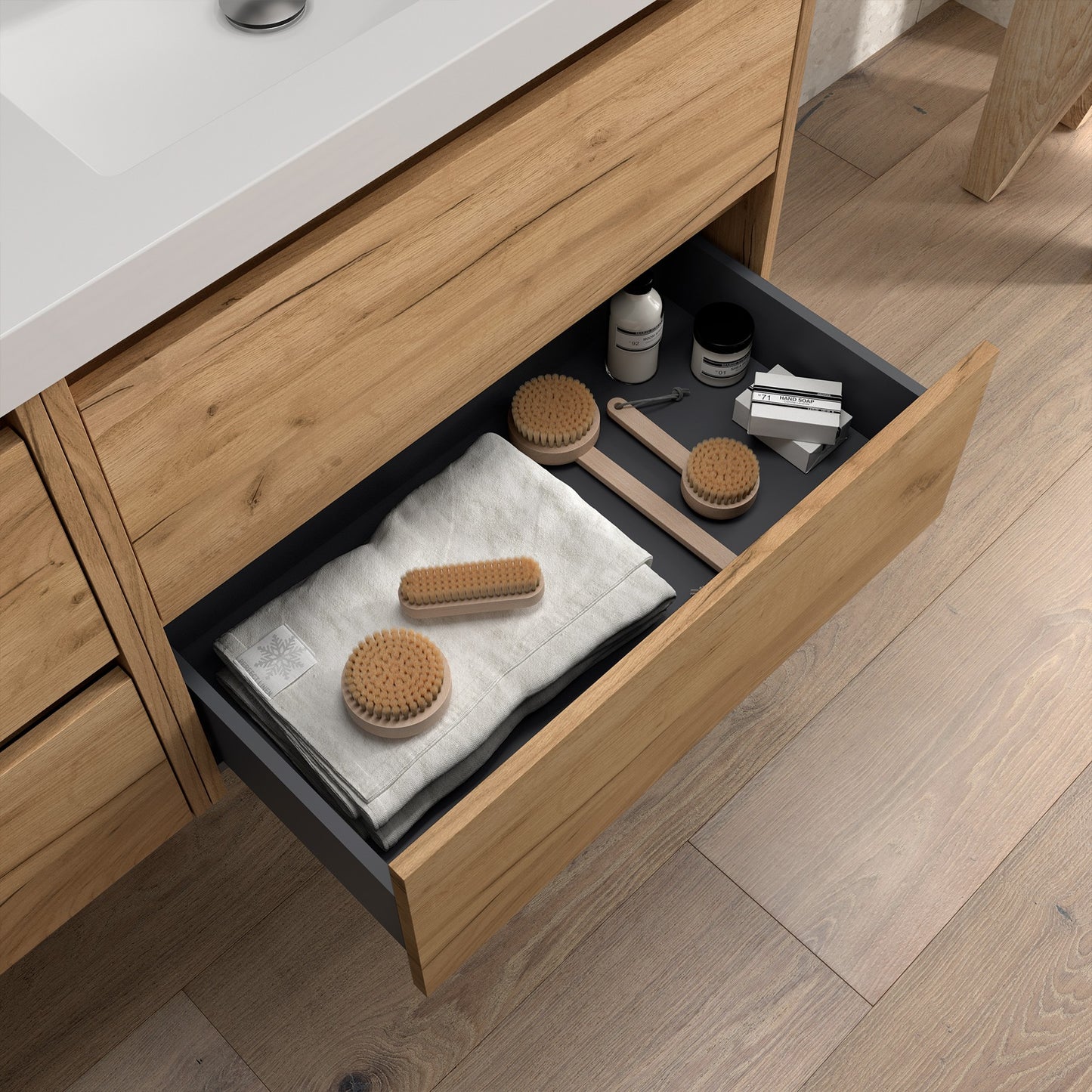 Vanité Noja 55 pouces (1400) 4 tiroirs Chêne Africain