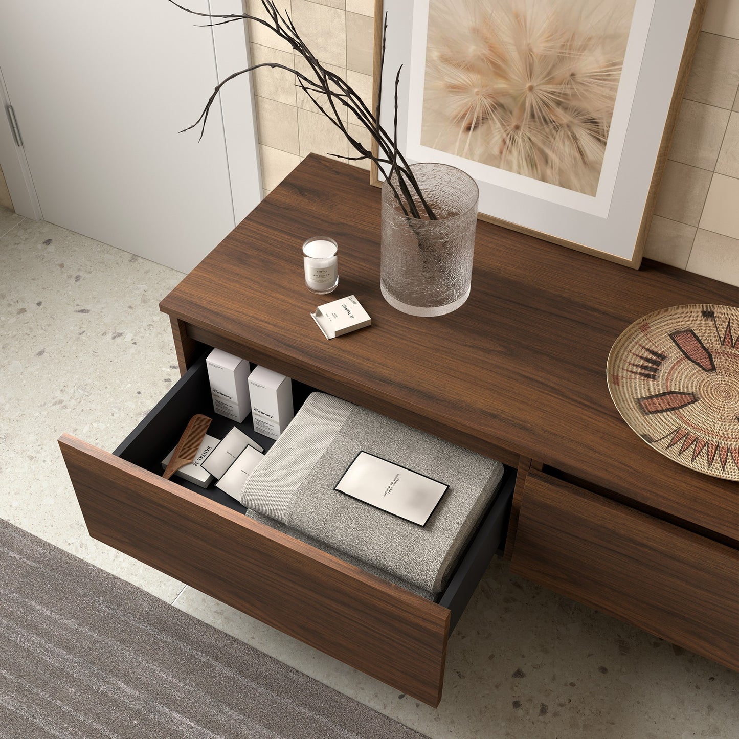 Meuble de rangement Domus 1 tiroir Noyer Maya *Commande spéciale*