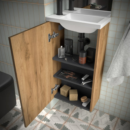 Vanité + lavabo + miroir Marville 15 pouces (390) 1 porte Chêne Africain