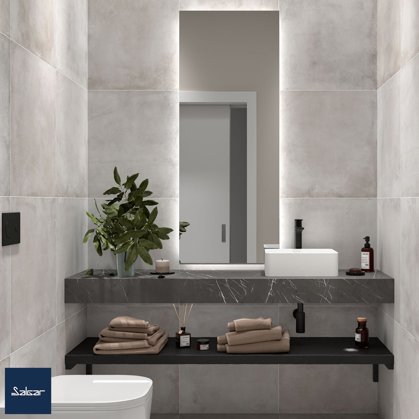 Compakt SINGLE integrated washbasin Grey Stone