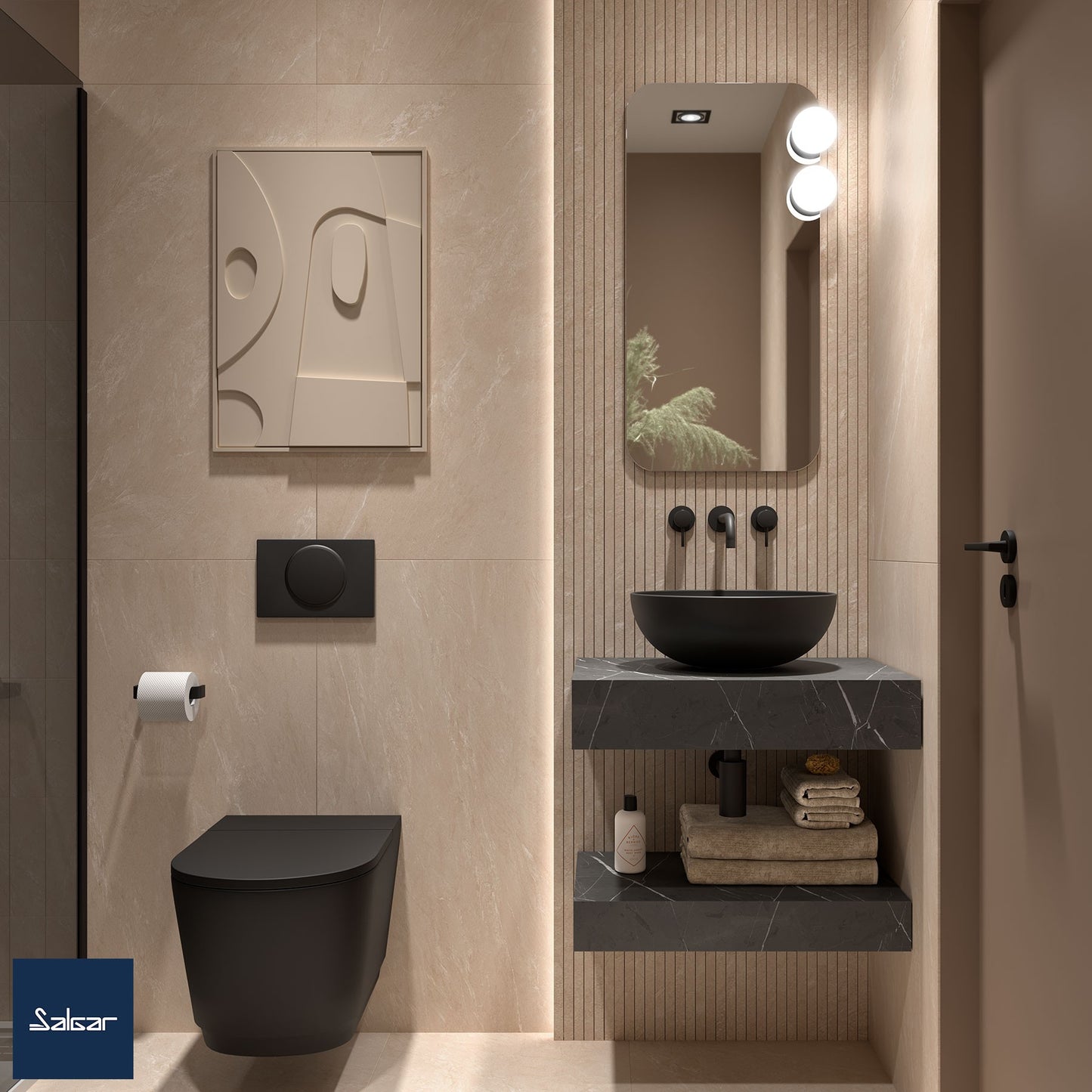 Compakt SINGLE integrated washbasin Grey Stone