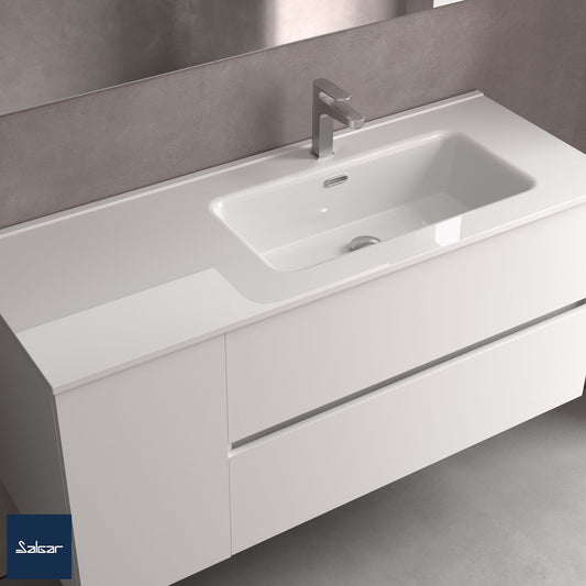 Countertop with integrated OFFSET LEFT washbasin Porcelain Constanza