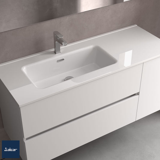 Countertop with integrated OFFSET RIGHT washbasin Porcelain Constanza