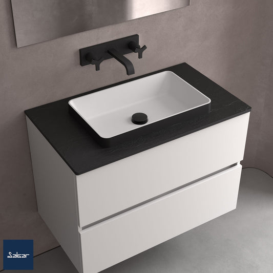 Semi-inset basin solid surface Mael Bicolor Black and White