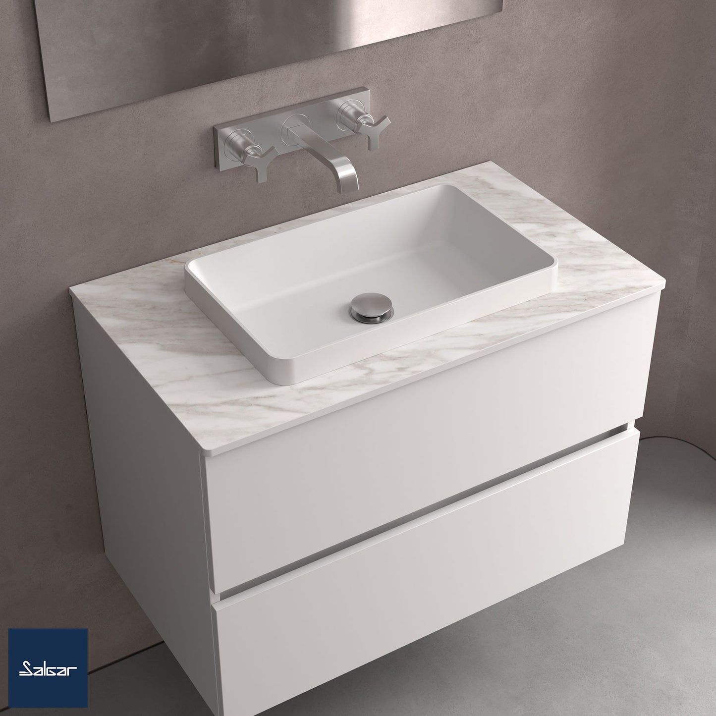 Semi-inset basin solid surface Mael Matte White