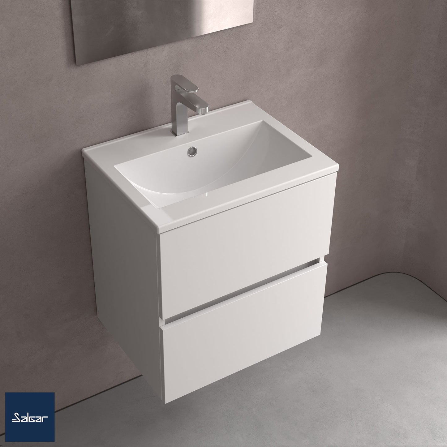 Countertop with integrated washbasin Porcelain Iberia S40 centered