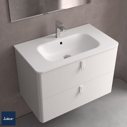 Piano d'appoggio con lavabo integrato Uniiq solid surface bianco opaco 24 pollici (600)