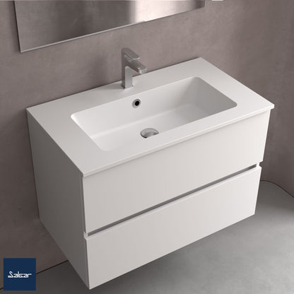 Lavabo intégré en surface solide Vilna blanc mat