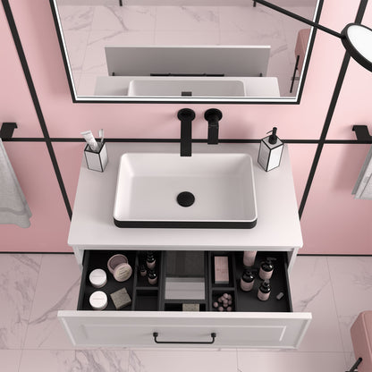 Semi-inset basin solid surface Mael Bicolor Black and White