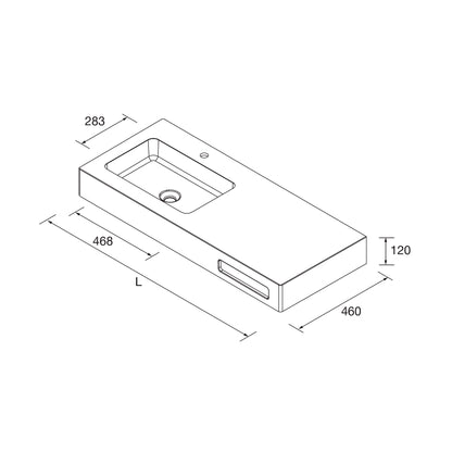 Plan de travail avec vasque intégrée NAILA Vasque simple solid surface AVEC JUPE blanc mat