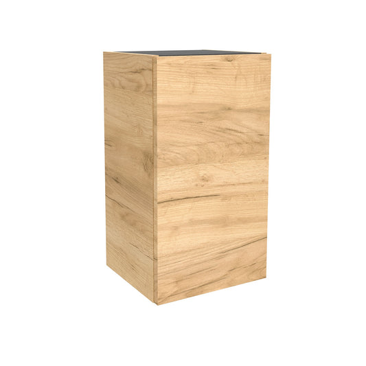 Wall hung storage unit 12 inches (300) African Oak one door reversible