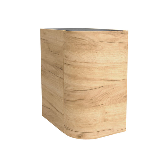 Wall hung storage unit with round corner 12 inches (300) Alliance Africa oak one door reversible