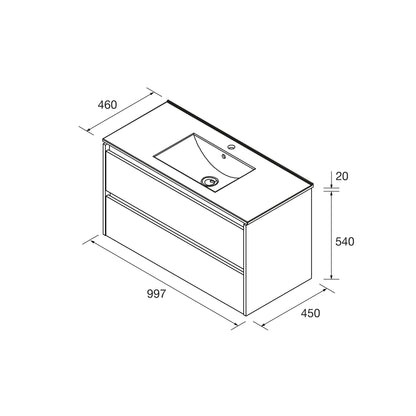 Vanité Noja 40 pouces (1000) 2 tiroirs Noyer Maya
