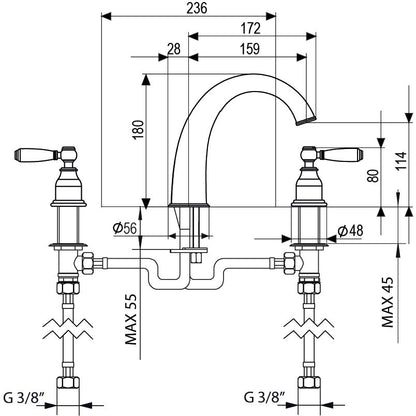Lavabo faucet Classic 8 inches 843304