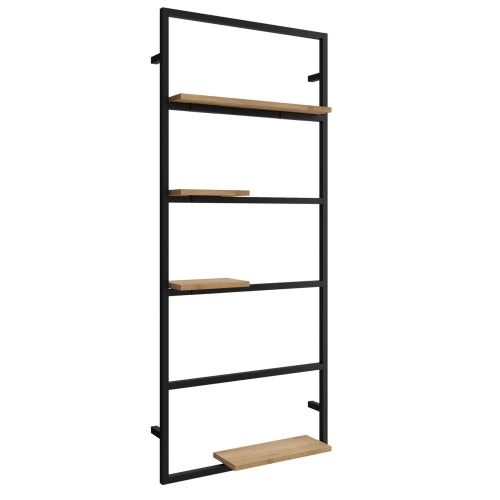 Aluminum tall rack with shelves Vinci African Oak