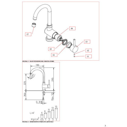 Bar or lavabo, single lever  faucet 123063-10 Palazzani