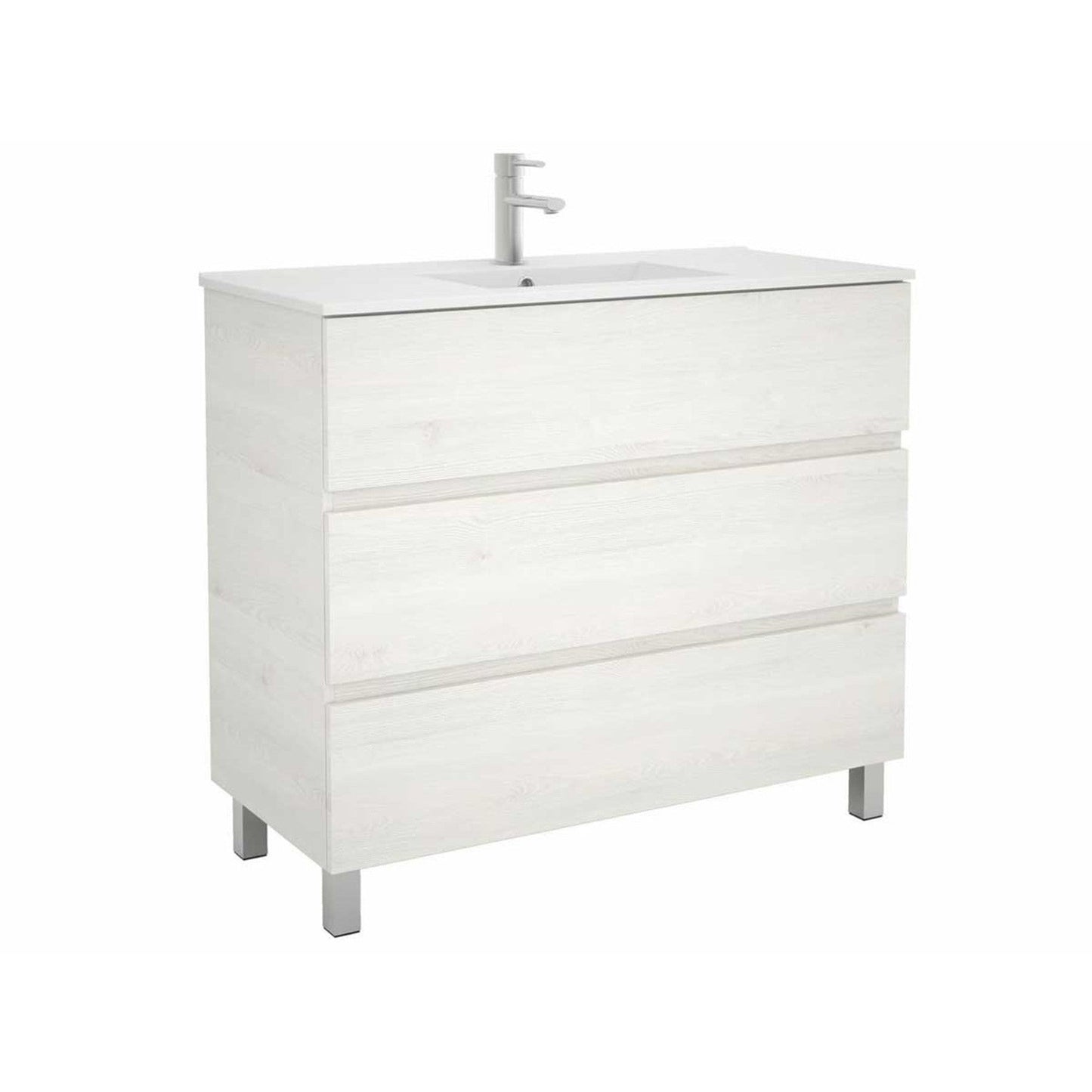 Vanity Fussion line 40 inches (1000) 3 drawers Sbiancato *Limited quantity*