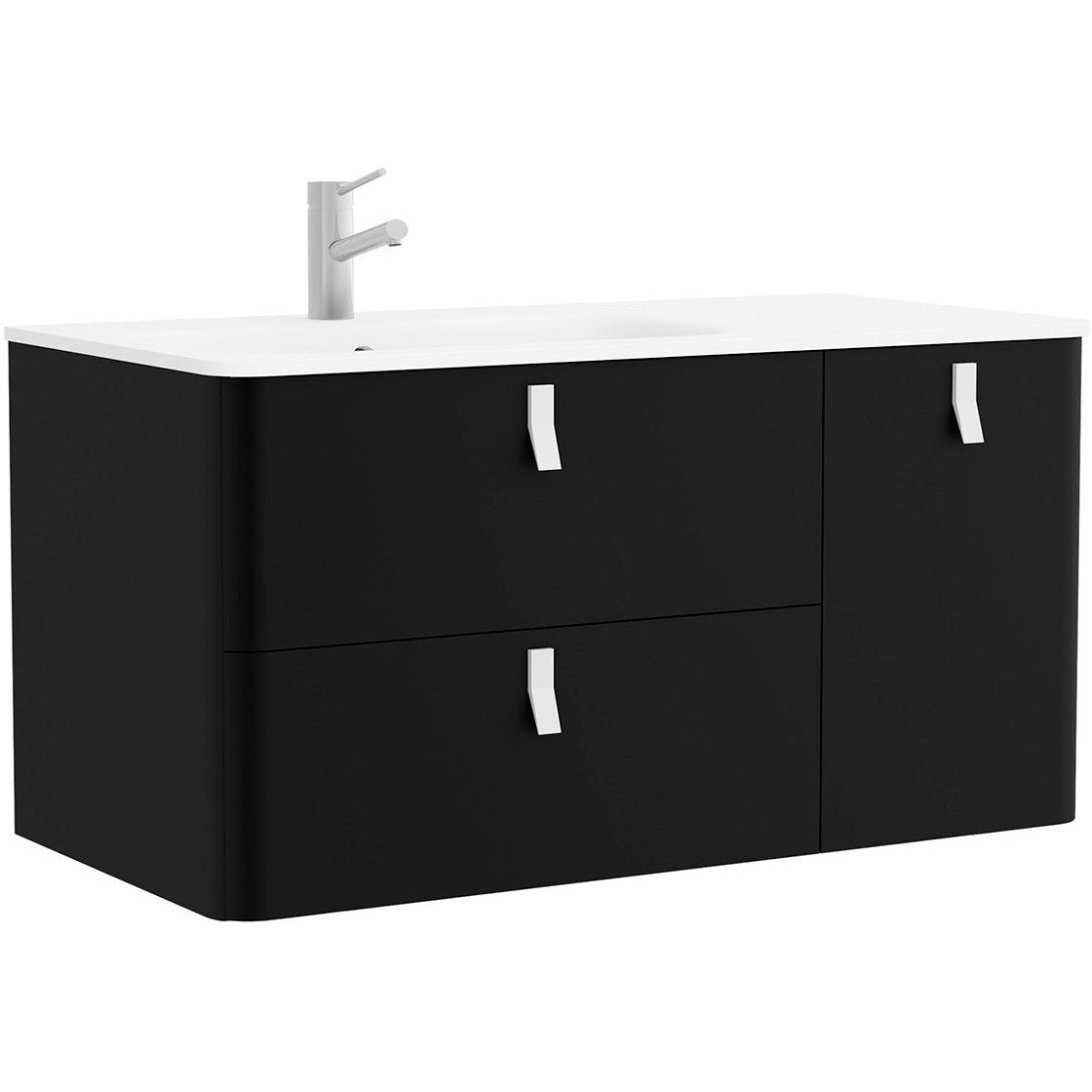 Vanity Uniiq 48 inches (1200) 2 drawers + door offset Matte black