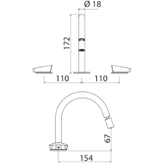 Bidet faucet 3 holes Arrow stainless steel ARW022