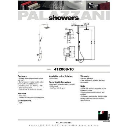 Shower column Thermostatic Track 2 functions 412068