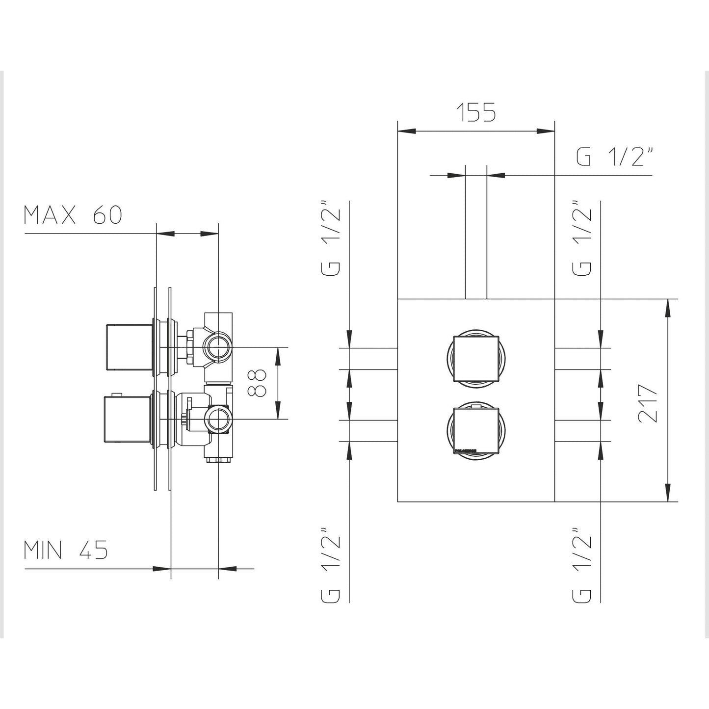 Robinet de douche thermostatique 2/3 fonctions Track 412426