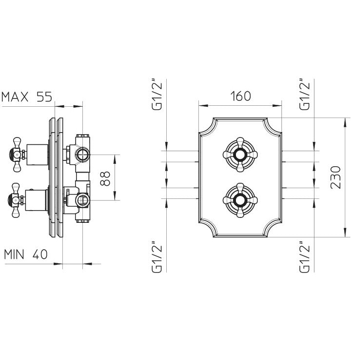 Shower valve thermostatic Adams 2/3 functions 422426