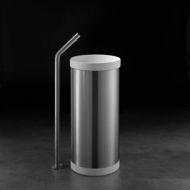 Freestanding Lavabo DUE001 in 316L stainless steel with porcelain basin