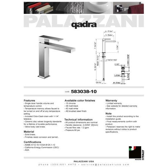 Lavabo faucet Qadra single lever 583085-CC