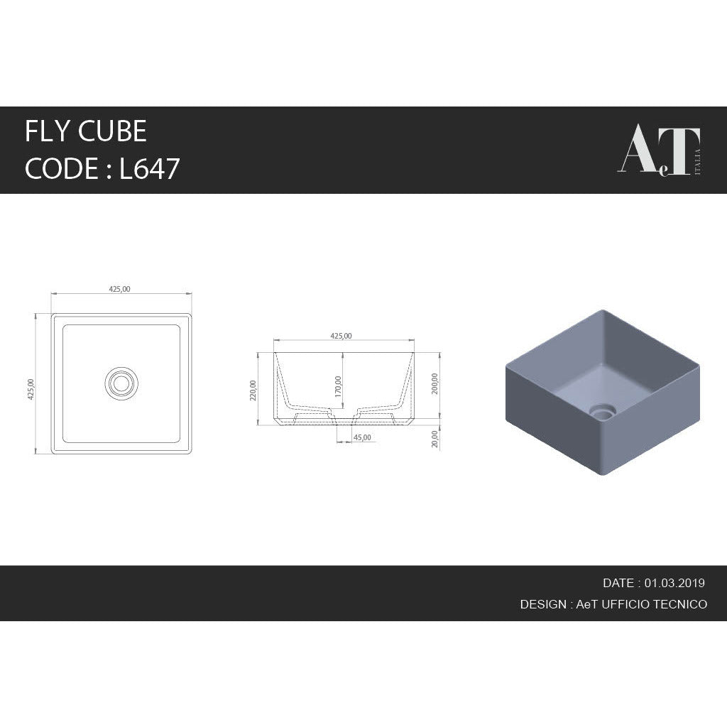 Lavabo en porcelaine FLY CUBE L647