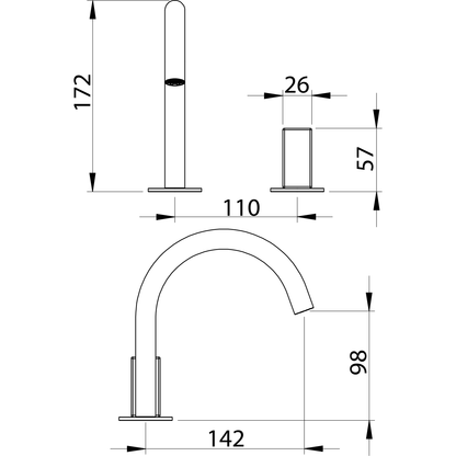 Lavabo faucet 2 holes IO stainless steel IOI101