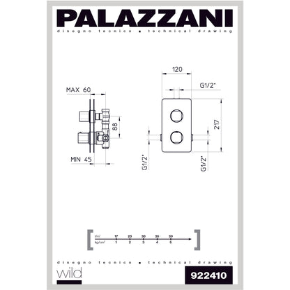 Shower valve thermostatic Mis/Wild 1 function 922410