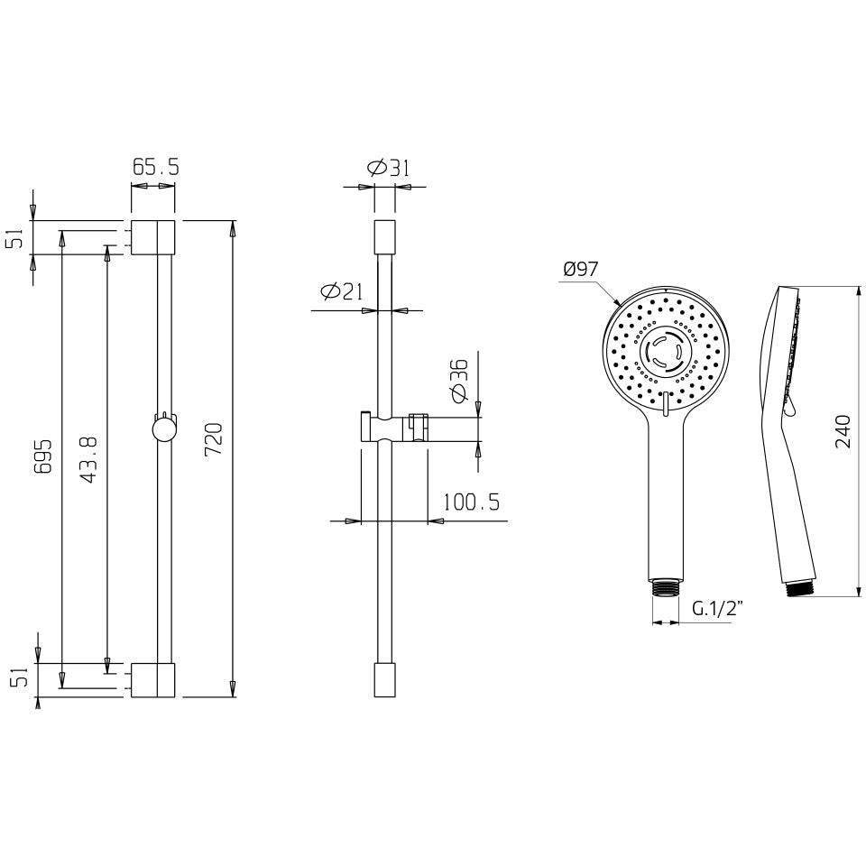 Kit barre de douche 9920F5