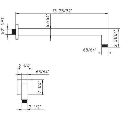 Shower arm wall 340mm 9926T5