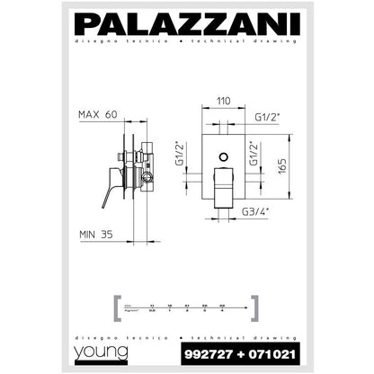 Rubinetto per doccia Young pressostato bilanciato 2 funzioni 071020-PB