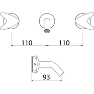 Lavabo faucet wall mount stainless steel 3 holes ARW180