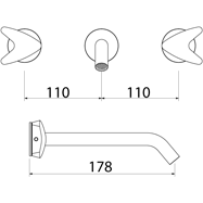 Lavabo faucet wall mount stainless steel 3 holes ARW182