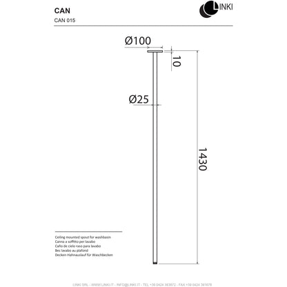 Bocca Lavabo a soffitto in acciaio inossidabile 1430mm CAN015