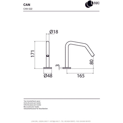 Beccuccio Lavabo in acciaio inox 171mm CAN022