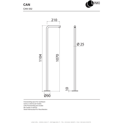 Bocca per vasca in acciaio inox 210mm CAN052