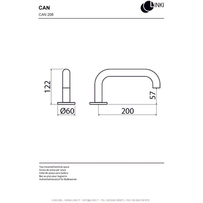 Bec de baignoire inox 200mm CAN208