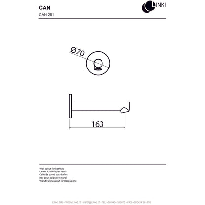 Bocca per vasca in acciaio inox 163mm CAN251