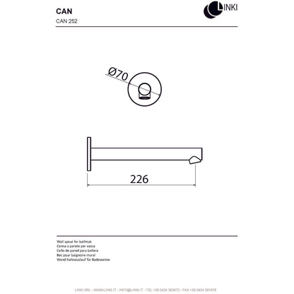 Bathtub spout stainless steel 226mm CAN252