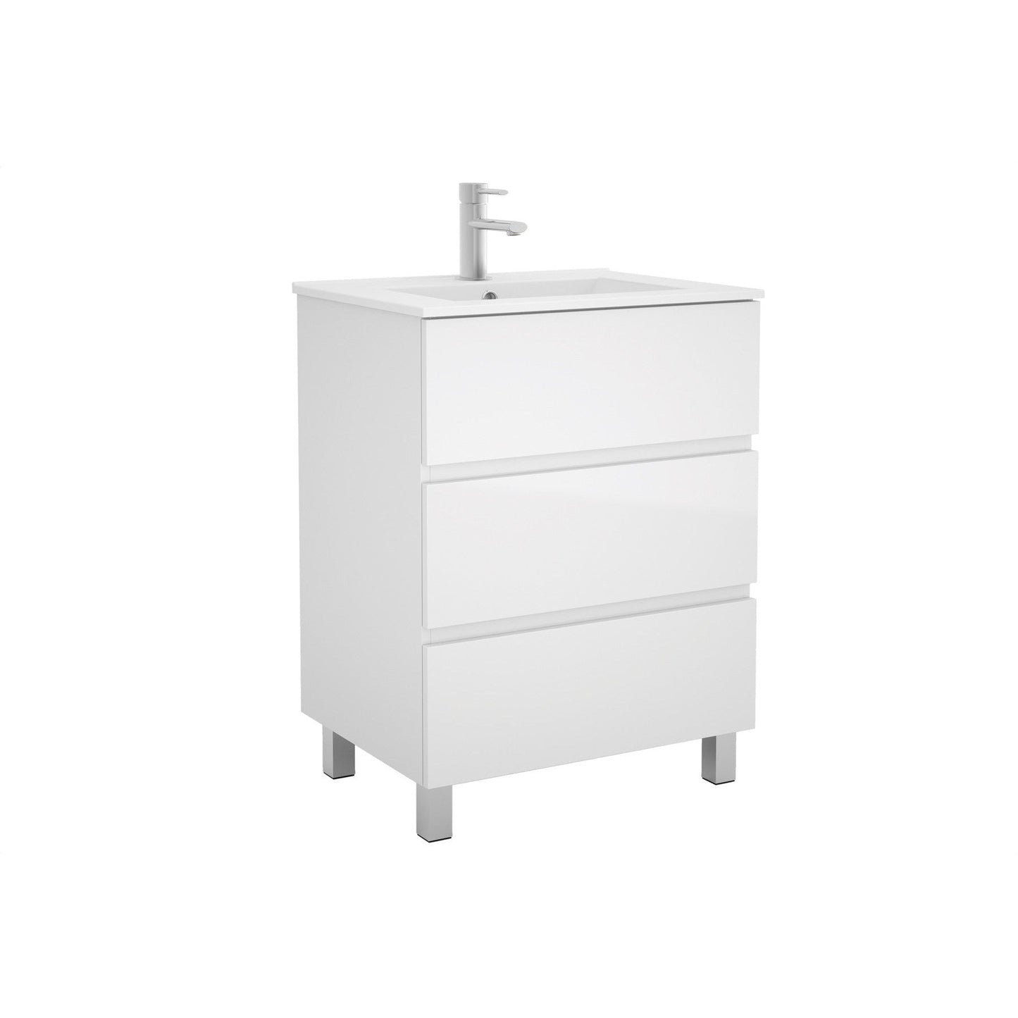 Vanity Fussion line 28 inches (700) 3 drawers Gloss white