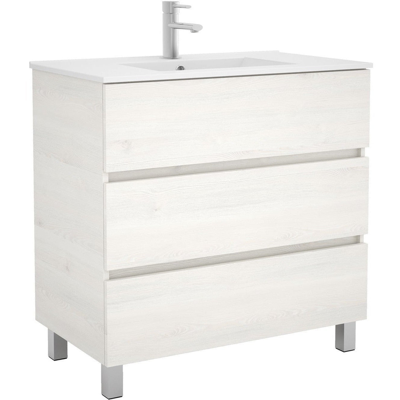 Vanity Fussion line 36 inches (900) 3 drawers Sbiancato