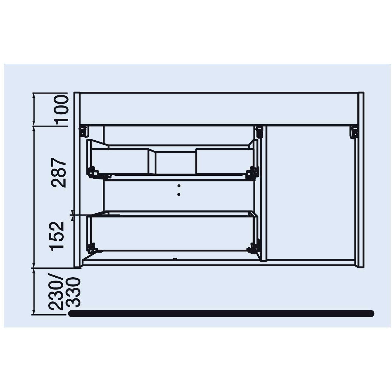 Vanity Uniiq 48 inches (1200) 2 drawers + door offset Matte black